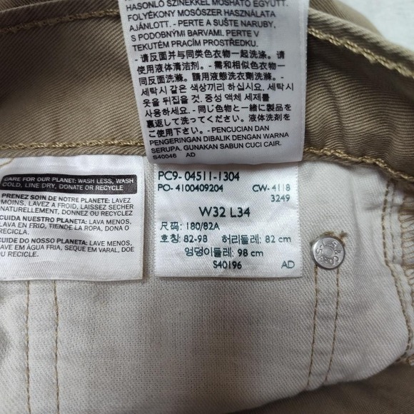 Levis 511 Jeans Mens 32x34 Beige Tapered Slim Denim Cotton 5 Pocket Casual Work - Picture 9 of 13